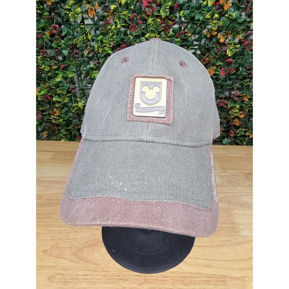 Walt Disney World Mickey‎ Mouse Metallic Shield Canvas Baseball Cap Olive Mauve